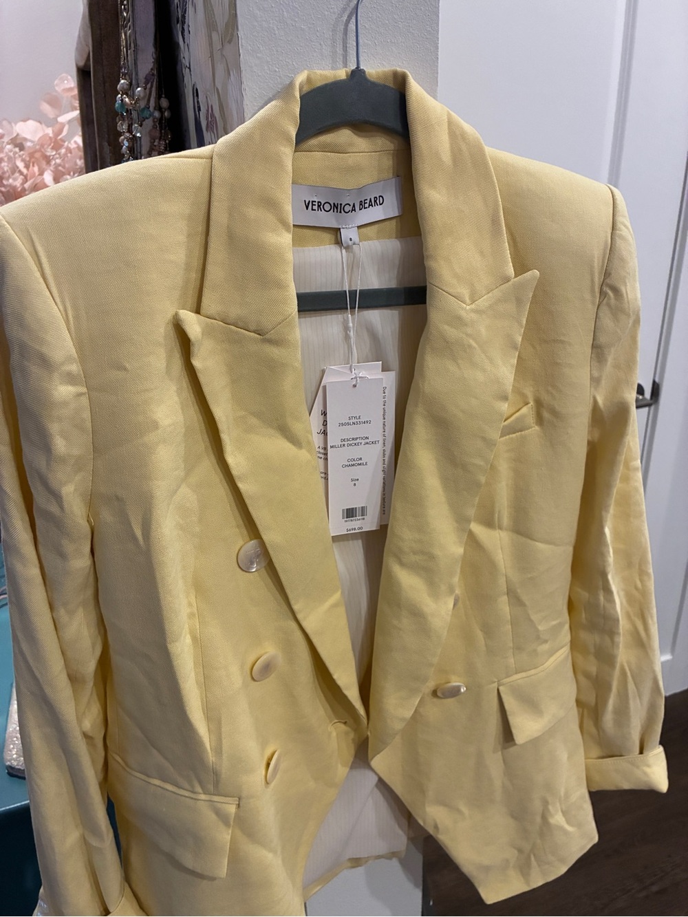 Veronica Beard Miller Dickey Chamomile Yellow Double-Breasted Jacket 8 - Picture 12 of 17